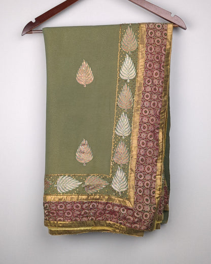 Green Embroidered Saree