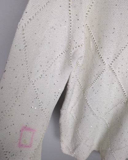 Qian Bai He White Knitted Sweater