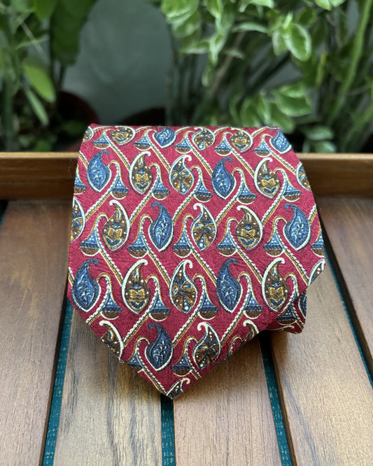 Chaps Ralph Lauren Wine Patterned Necktie