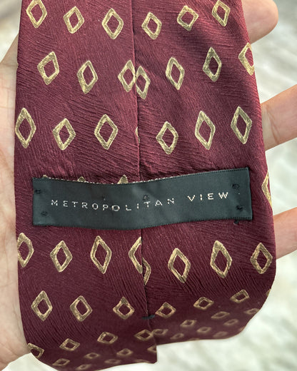 Metropolitan View Wine Geometric Necktie