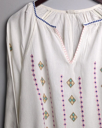 Gap White Embroidered Blouse