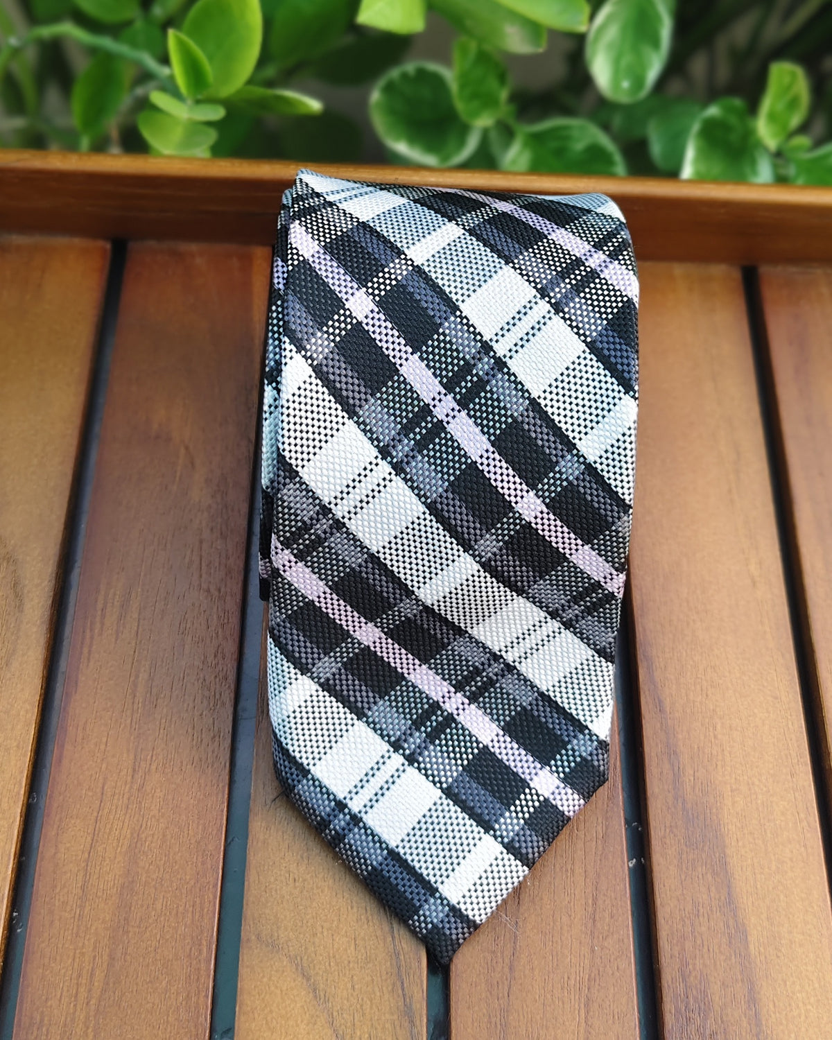 Gray Plaid Tie