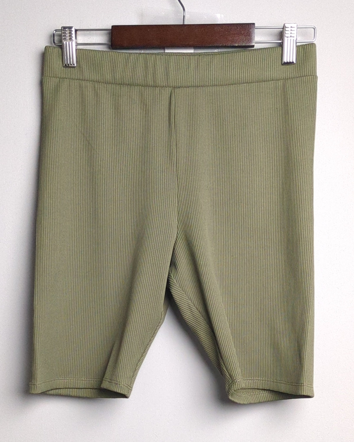 Divided Green Ribbed Shorts