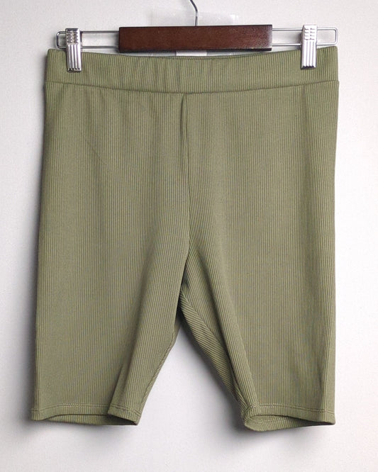 Divided Green Ribbed Shorts