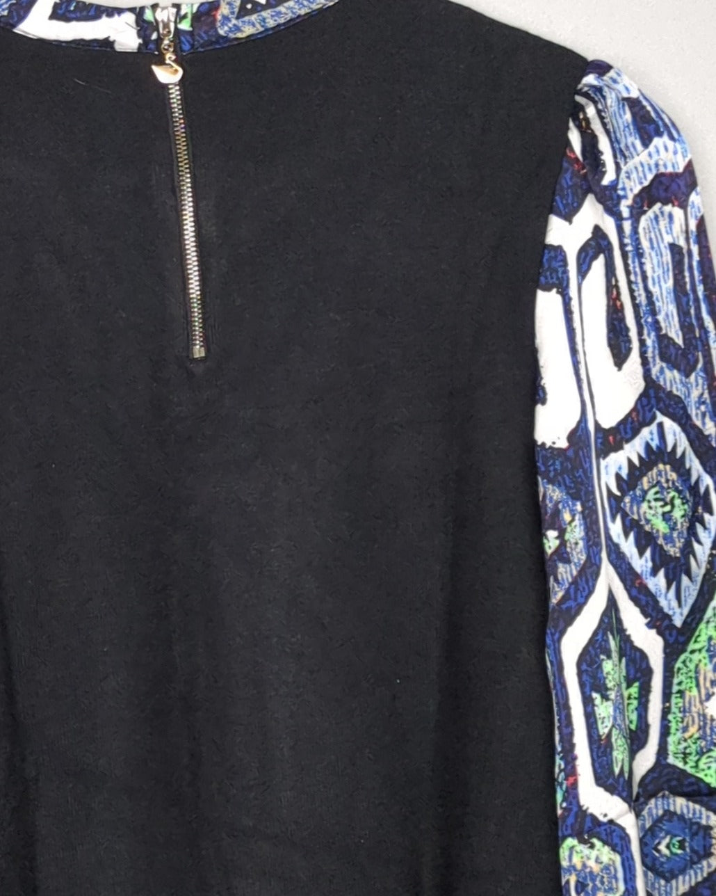 Black Graphic Blouse