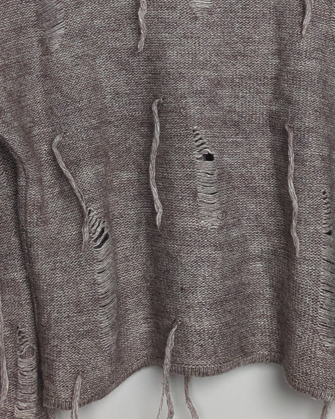 Zhashi Gray Distressed Sweater