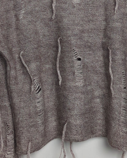 Zhashi Gray Distressed Sweater