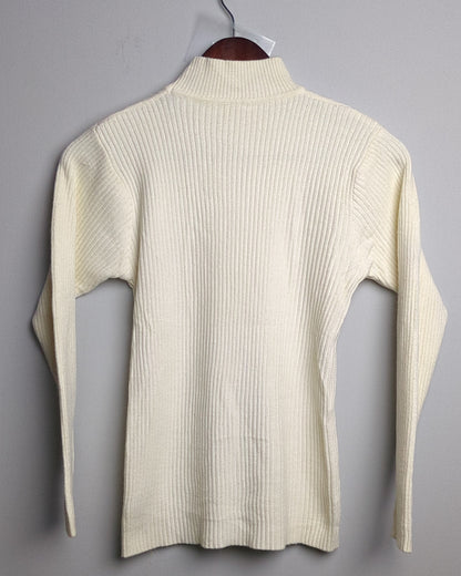 Hulin White Ribbed Sweater