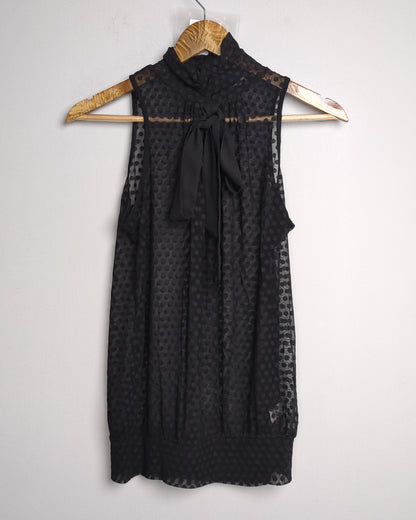 Joyful Springsummer Black Sleeveless Blouse