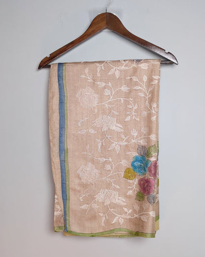 Beige Floral Saree