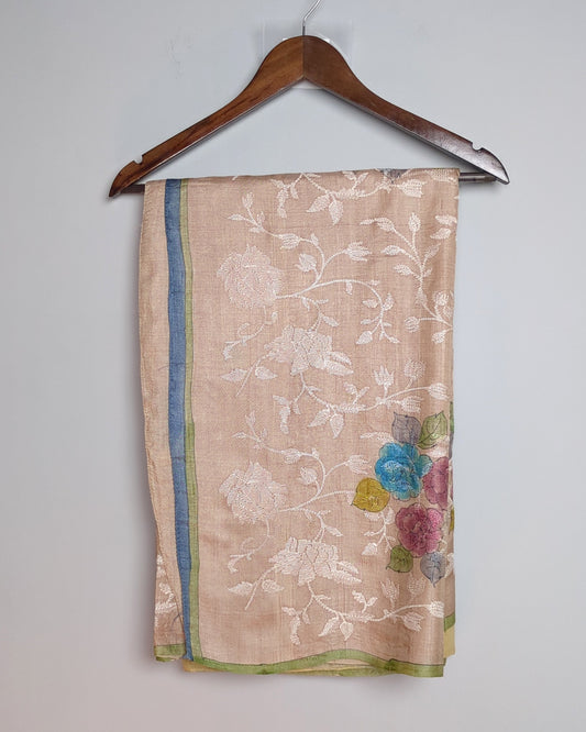 Beige Floral Saree