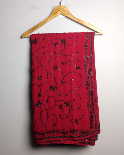 Red Embroidered Saree