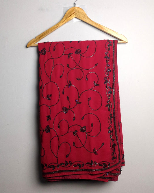 Red Embroidered Saree