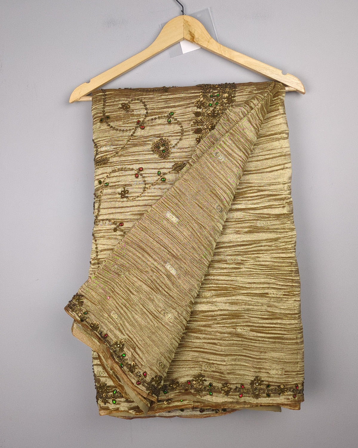 Beige Embellished Saree