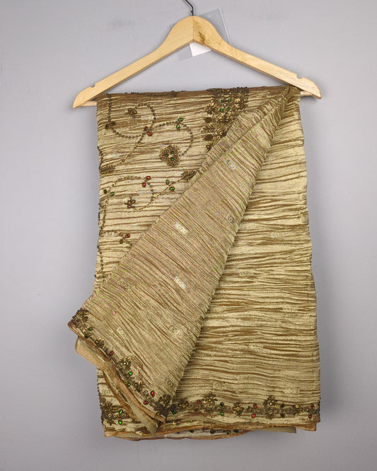 Beige Embellished Saree