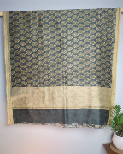 Gray Floral Saree