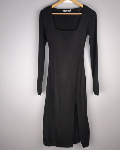 Na-Kd Black Ribbed Dress