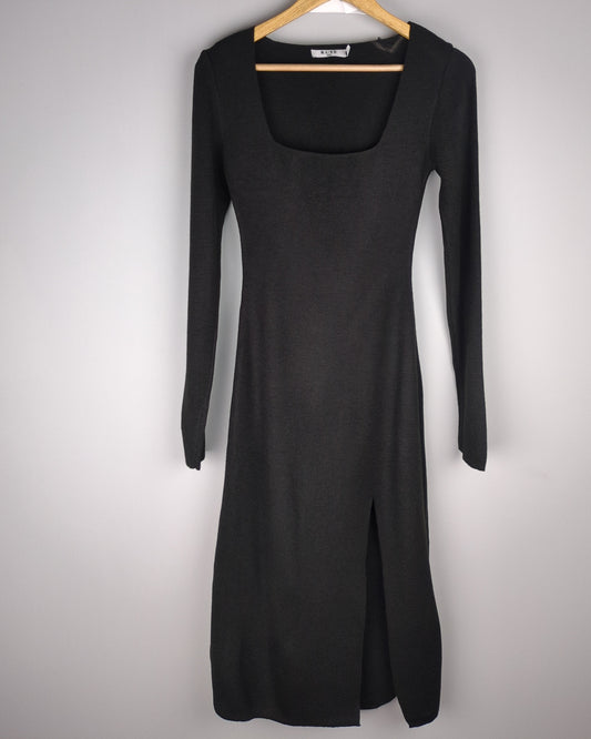 Na-Kd Black Ribbed Dress