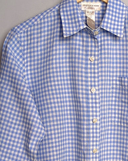 Jones New York Blue Gingham Shirt