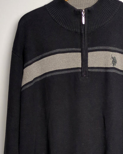 Us Polo Assn Black Zip Sweater