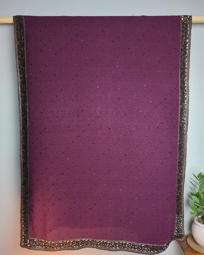 Wine Embellished Saree