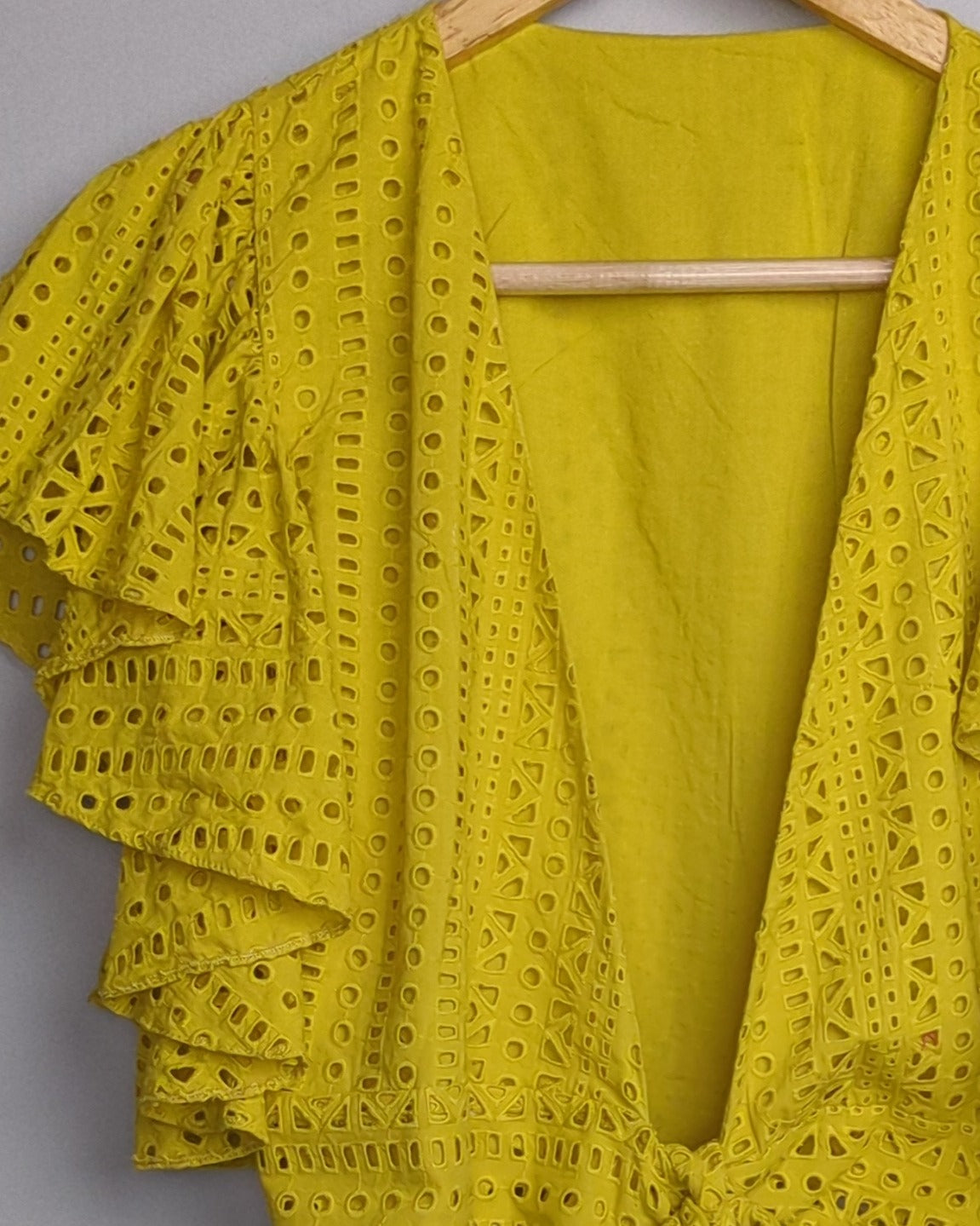 Green Eyelet Crop