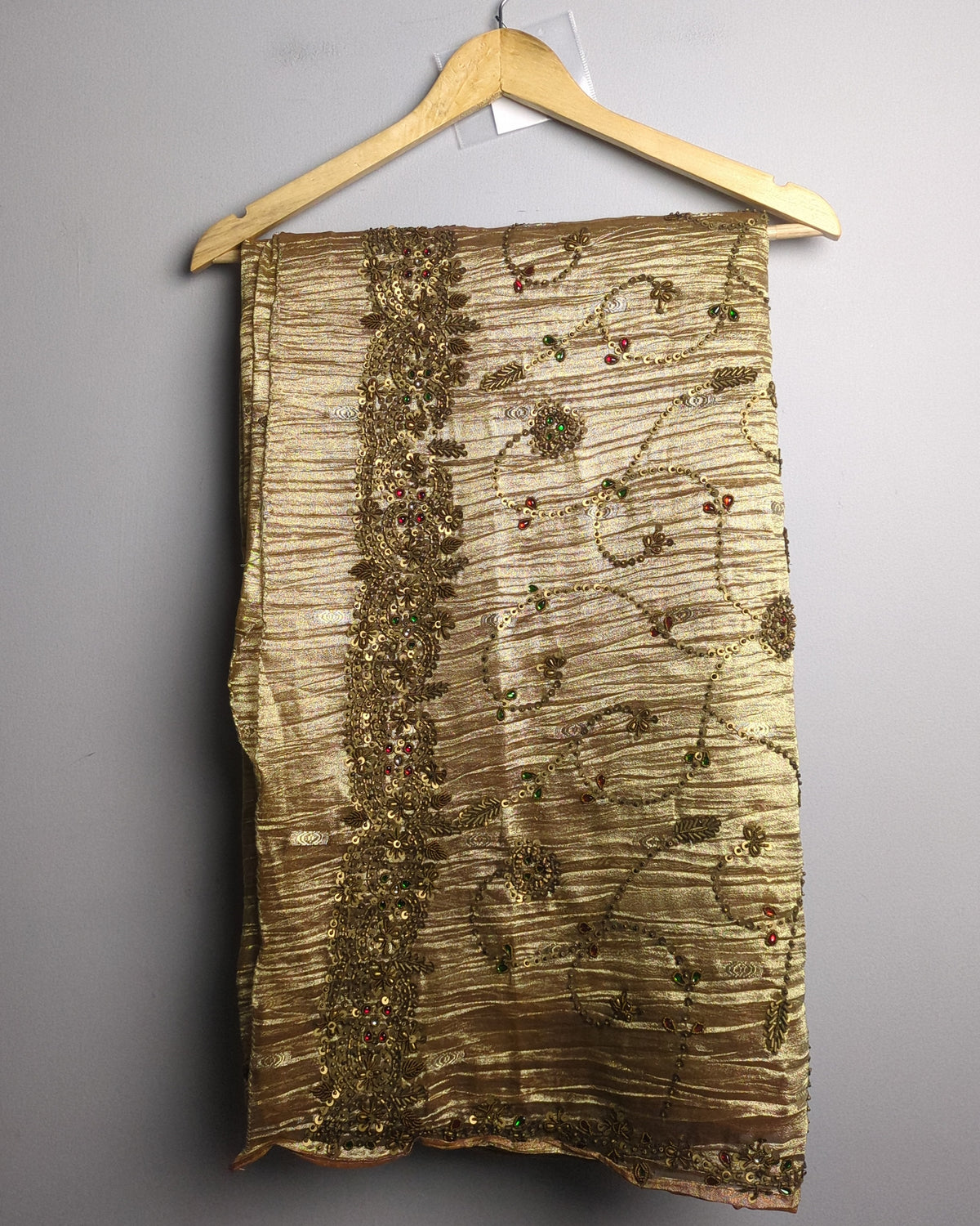 Beige Embellished Saree