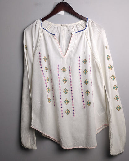 Gap White Embroidered Blouse