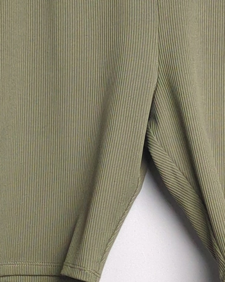 Divided Green Ribbed Shorts