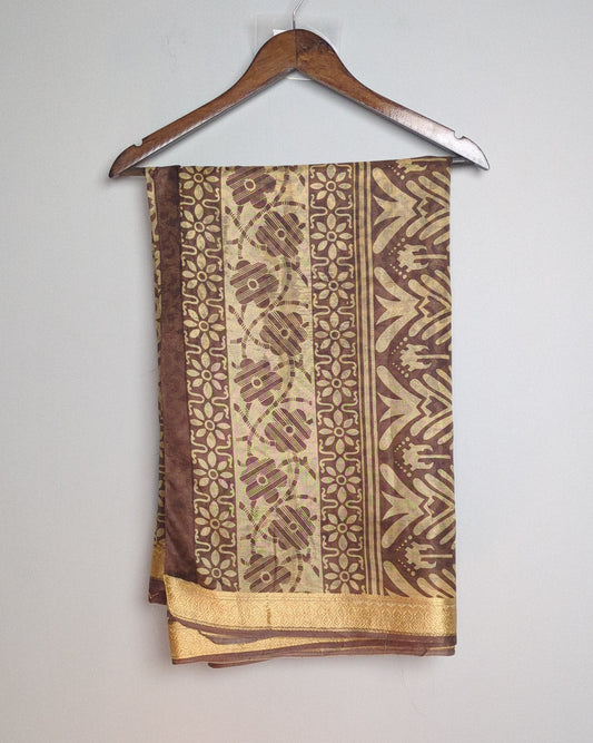 Brown Printed Saree