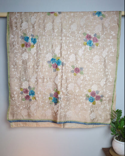 Beige Floral Saree