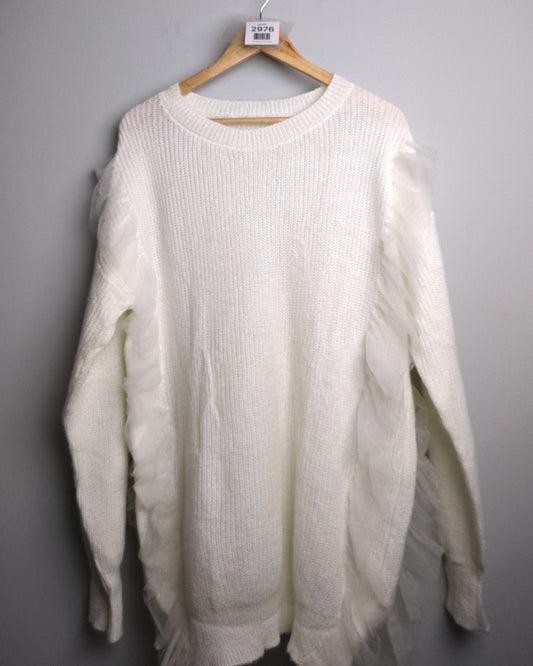 White Ruffle Sweater