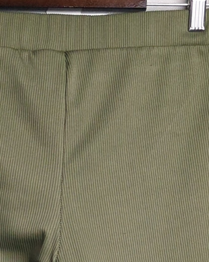 Divided Green Ribbed Shorts