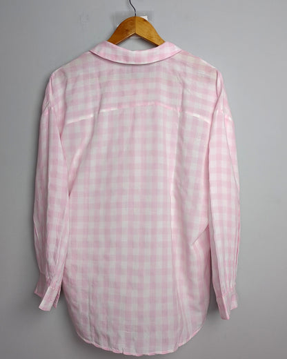 Zara Pink Checked Women'S Shirt