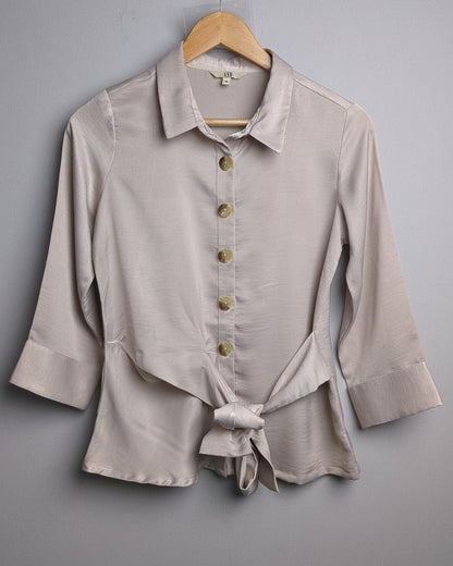 And Beige Satin Shirt
