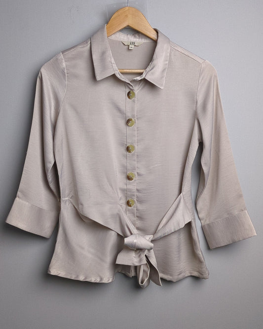 And Beige Satin Shirt