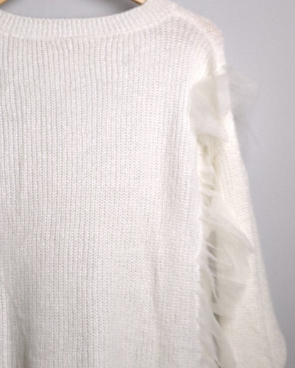 White Ruffle Sweater