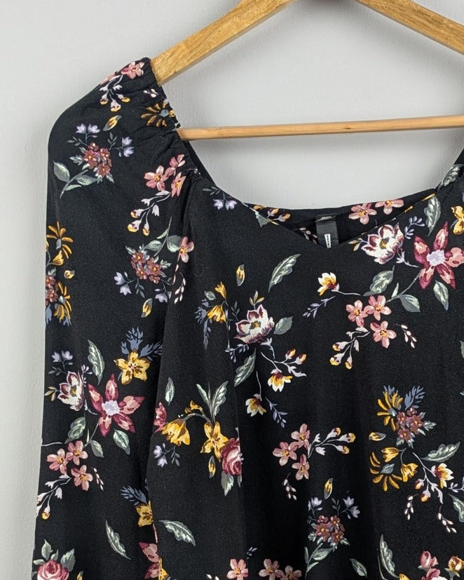 Black Floral Blouse