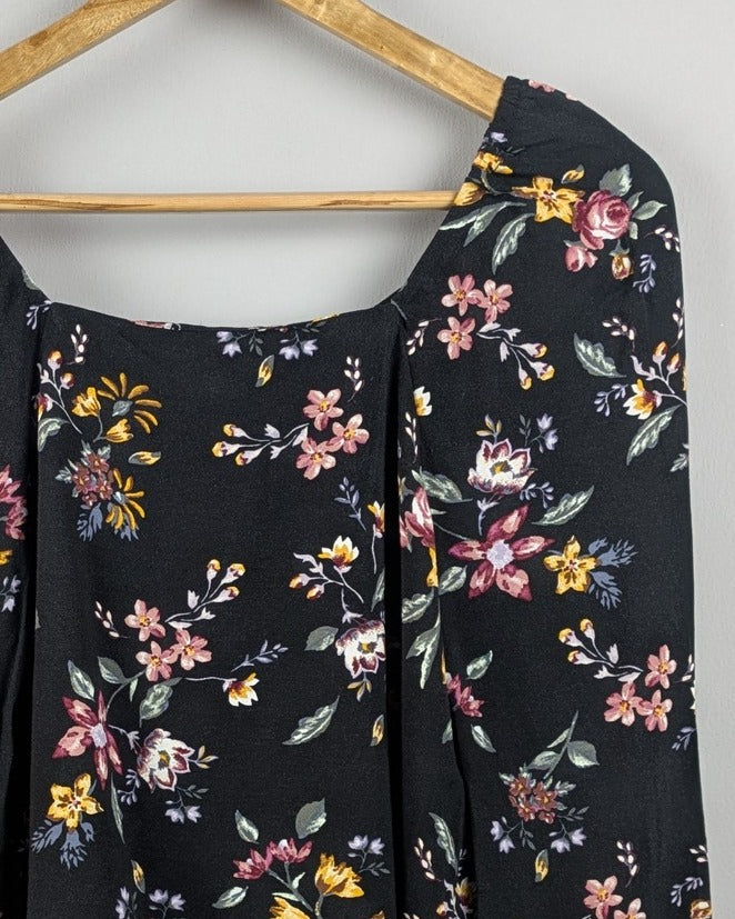 Black Floral Blouse