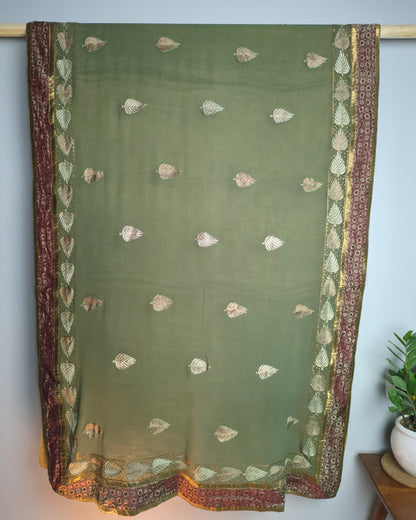 Green Embroidered Saree