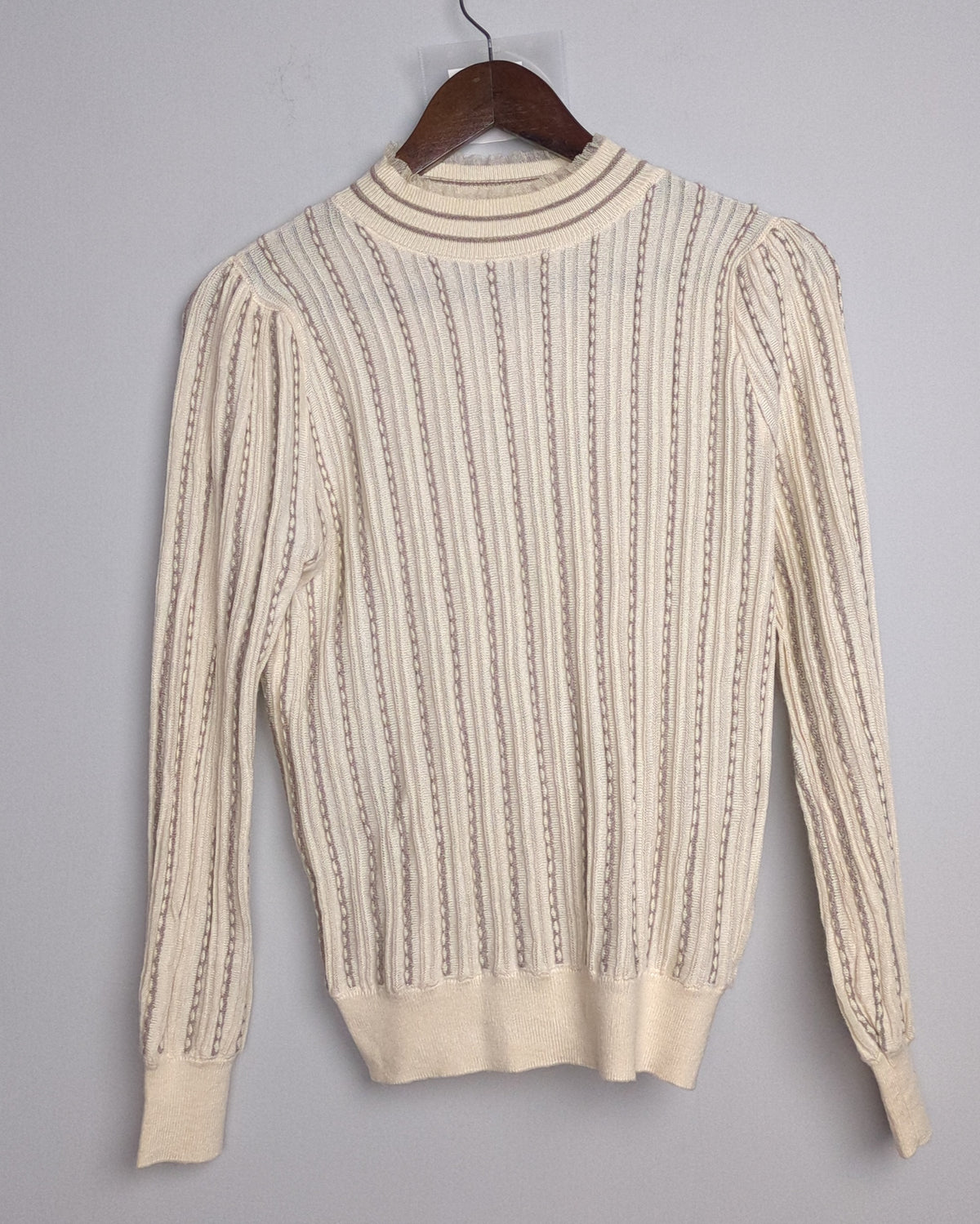Beige Ribbed Sweater