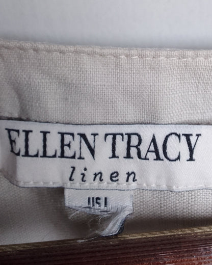 Ellen Tracy Beige Zip Top