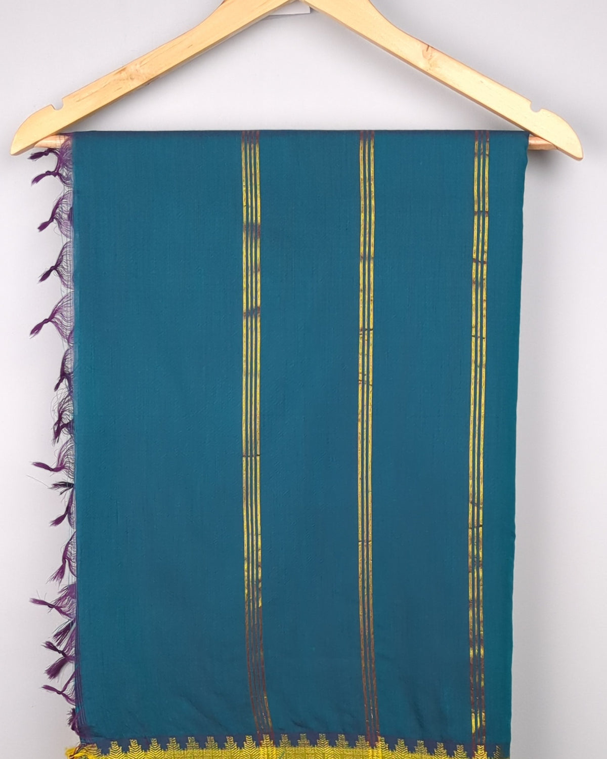 Blue Green Cotton Silk Saree