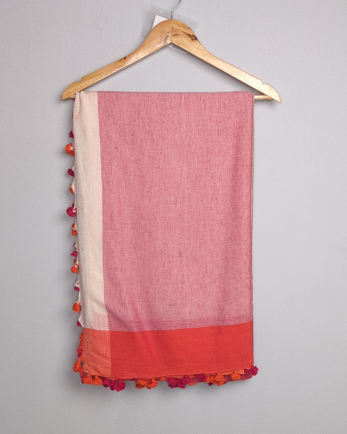 White and Red Tasseled Saree