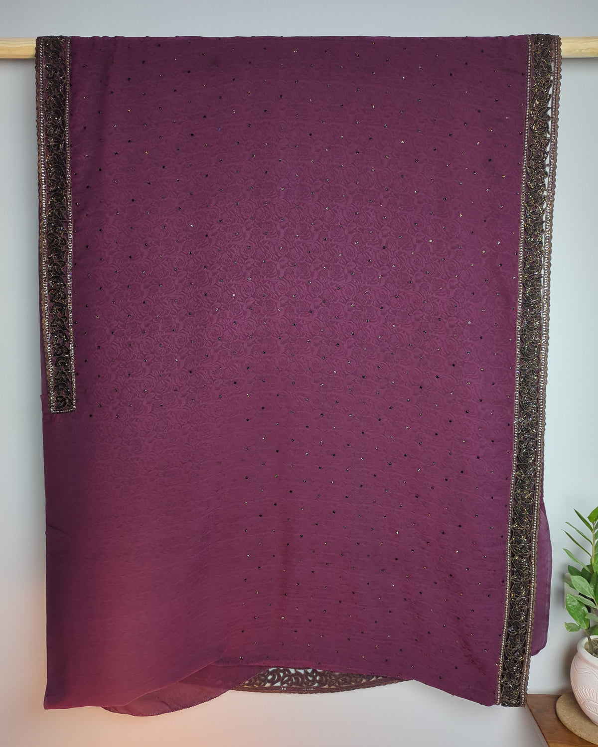 Wine Embellished Saree