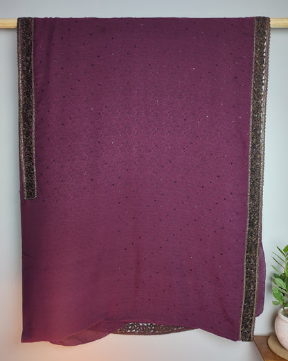 Wine Embellished Saree