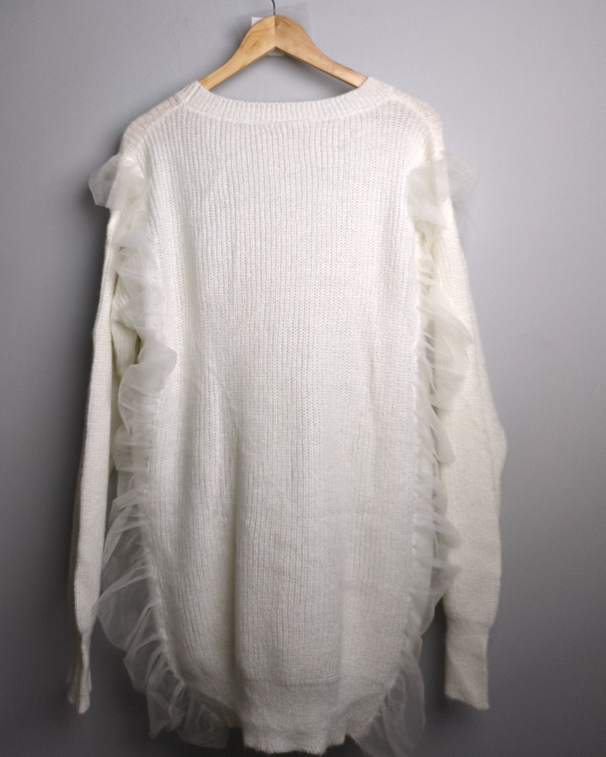 White Ruffle Sweater