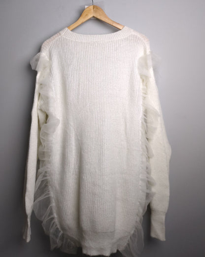 White Ruffle Sweater