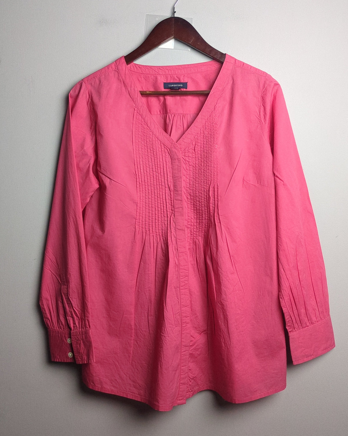 Lands End Pink Pleated Blouse