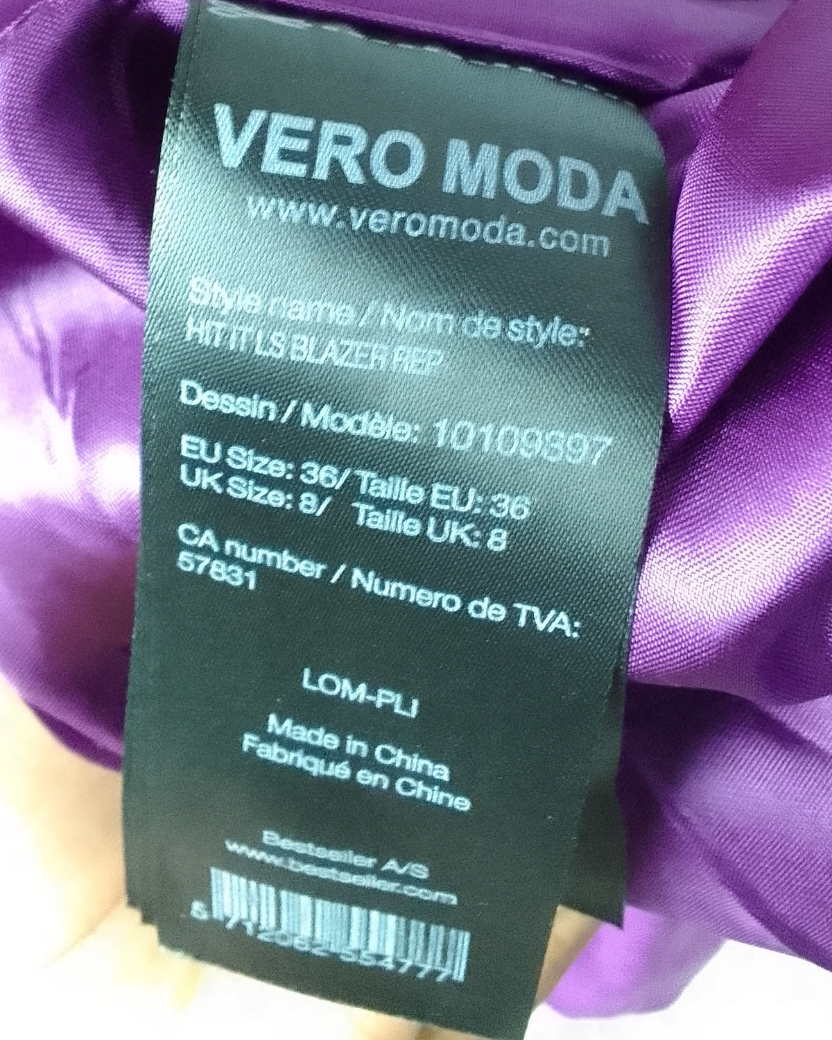 Vero Moda Purple Formal Blazer